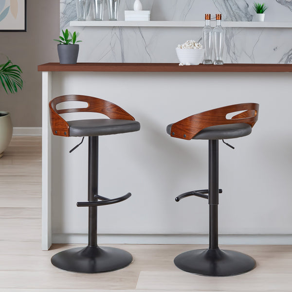 English Elm Adjustable Swivel Barstools Set of 2 Faux Leather Counter Height Kitchen Seating B202S02164