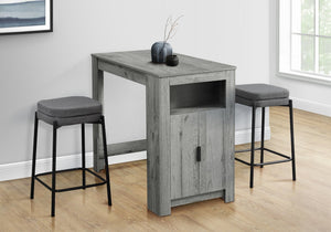 English Elm Dining 48" Counter Height Rectangular Table with Side Storage Cabinet and Open Shelf, Modern Design Grey 51 L x 27 W x 5 H B2710P286997