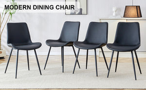 English Elm Black Faux Leather Dining Chairs Set of 4 with Curved Seats and Slim Metal Legs W1151P408848