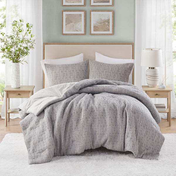JLA Home Chapel Hill - Oversized Chapel Hill Arlo Comforter Set — breathable cotton-rich shell, plush hypoallergenic loft, modern stitched design 96 L x 110 W x 1.5H CH10-012