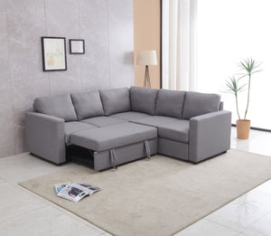 English Elm Sectional Sofa Bed - Modern Grey Space-Saving Design, Easy Assembly, And Plush Comfort For Small Spaces B205S00042-GIGA