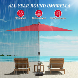 English Elm Rectangle Patio Umbrella With Crank Lift & Tilt For Ultimate Shade - Durable Brick Red Design W1859P320952-GIGA