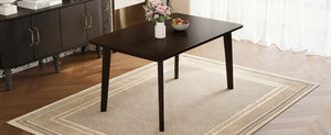English Elm Rustic Minimalist Rubberwood Dining Table with Tapered Legs for Small Apartment Spaces Espresso N752P368503P