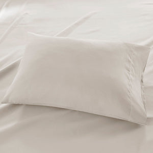 JLA Home Madison Park - Luxurious Brushed Microfiber Sheet Set with Deep Pockets, Moisture-Wicking 3M Scotchgard, OEKO-TEX Certified Ivory MP20-2446
