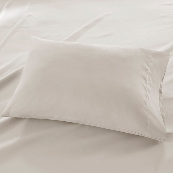 JLA Home Madison Park - Luxurious Brushed Microfiber Sheet Set with Deep Pockets, Moisture-Wicking 3M Scotchgard, OEKO-TEX Certified Ivory MP20-2446
