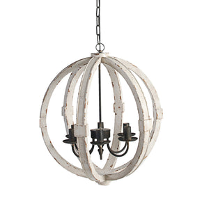 English Elm 22 Inch Six Light Carved Pine Wood Candelabra Chandelier Distressed White Farmhouse B056P416815