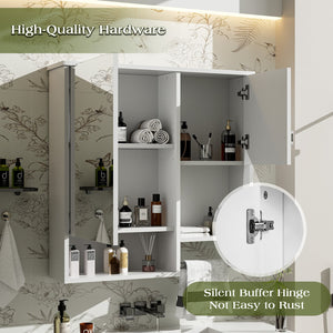 English Elm 29'' Modern Wall Mounted Medicine Cabinet with Mirror, Spacious Adjustable Shelves, Towel Bar and Durable MDF Finish White N710P209440K