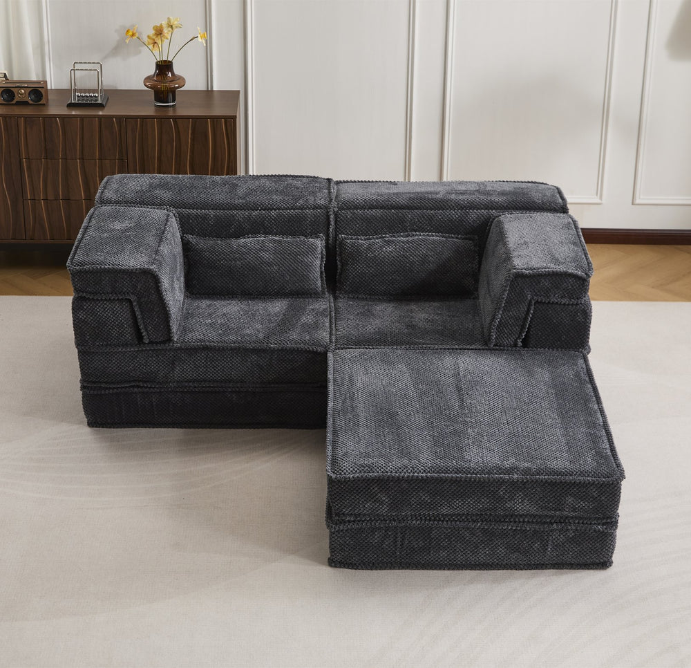 English Elm Compression Modular Sofa Bed - Cozy Convertible Design In Plush Fleece, No Assembly, Perfect For Small Spaces W3723S00029