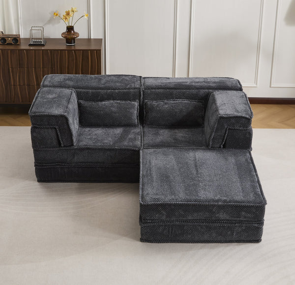 English Elm Compression Modular Sofa Bed - Cozy Convertible Design In Plush Fleece, No Assembly, Perfect For Small Spaces W3723S00029