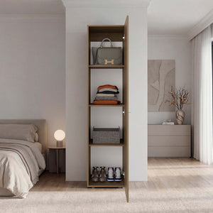 English Elm Wenge Finish Slim Four Shelf Storage Cabinet for Bedroom Hallway or Tight Spaces B062P483764