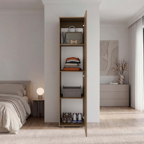 English Elm Wenge Finish Slim Four Shelf Storage Cabinet for Bedroom Hallway or Tight Spaces B062P483764