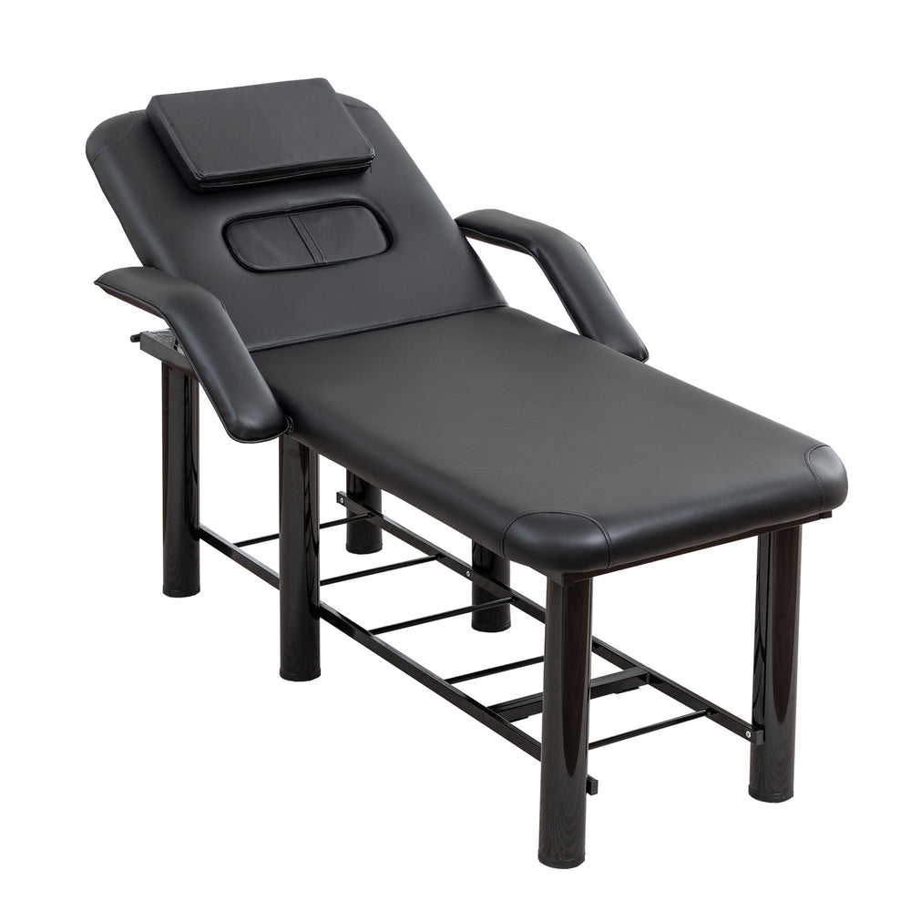 English Elm Professional Spa Treatment Bed with Pu Leather Cushion Steel Frame and Storage Shelf W1422P365689