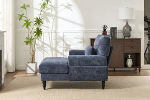 English Elm Modern Chaise Lounge with Plush High-Resilience Cushion and Solid Wood Frame for Durable Comfort Blue W2120P296387