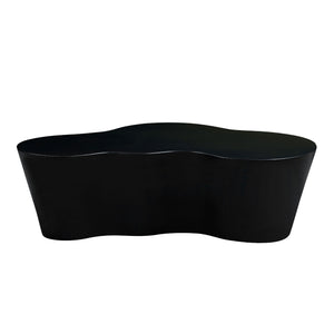 English Elm 50 Inch Sculptural Fiberglass Coffee Table Gloss Black Organic Shape for Living Room W876P400326