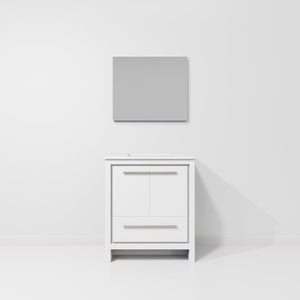 English Elm White 30 in. Bath Vanity with Cultured Marble Top, Soft‑Close, Mirror Included, Scratch‑Resistant Surface and Ample Storage B2731S01483