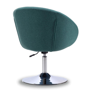 English Elm Hopper Teal Upholstered Swivel Lounge Chair with Adjustable Height Polished Chrome Base, Modern Bowl Seat B365P397945