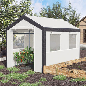 English Elm Outsunny Walk-in Garden Greenhouse Steel Frame Uv Pe Cover Ventilation Windows W2225P217794