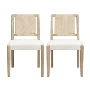English Elm Christopher Knight Home® - Upholstered dining chair with woven rope backrest set of 2 - elegant curved weave, sturdy rubberwood frame and easy assembly Beige,Natural Ash N771P361494A