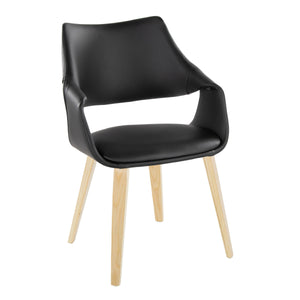 English Elm Chair Set of 2 Bentwood Legs Faux Leather Seat Padded Contemporary Dining Pair B202S02067