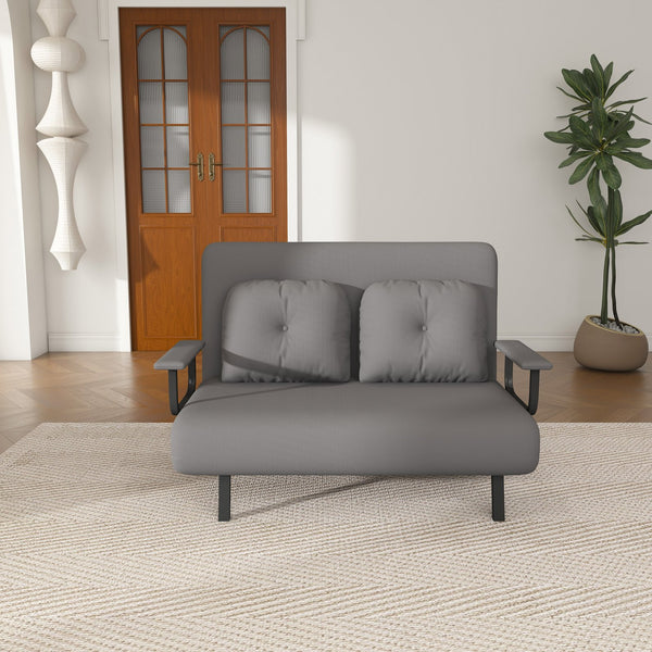 English Elm 46" Wide Corduroy Sleeper Sofa Bed Convertible Folding Chair for Two with Adjustable Backrest Grey W2700P431034