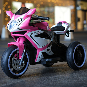 English Elm 6v Kids Ride on Motorcycle with Led Wheels Mp3 Player and Sport Bike Style for Toddlers Pink W1760110305