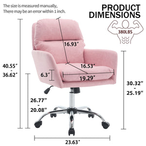 English Elm Artificial Pu Leather Office Chair Ergonomic Foam Cushion Adjustable Height Modern Desk Seat Pink W2311P409614