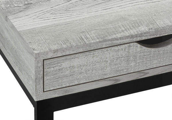 English Elm Accent C-shaped Sofa Side Table with Storage Drawer Grey Wood Grain Modern B2710P219279