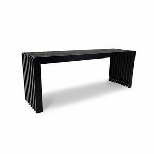 English Elm Dune Slatted Aluminum Outdoor Bench with Rounded Edges for Patio or Garden Black B2755P462212
