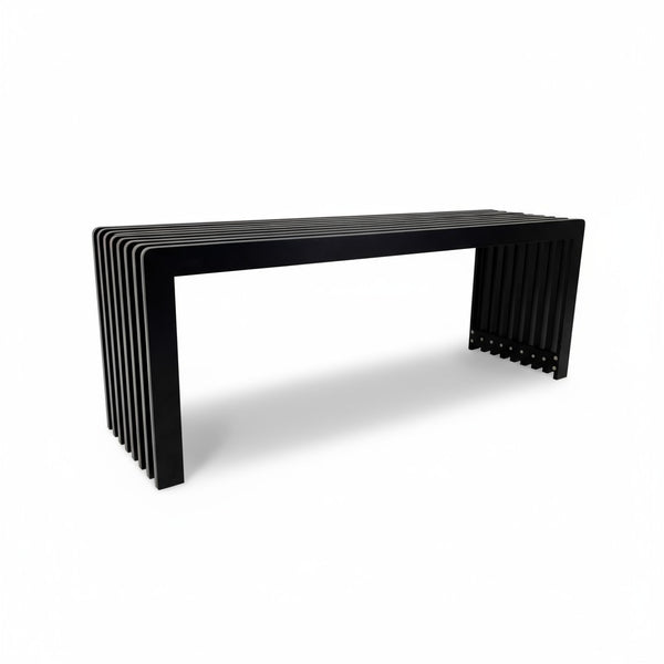 English Elm Dune Slatted Aluminum Outdoor Bench with Rounded Edges for Patio or Garden Black B2755P462212