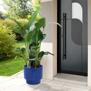 English Elm 3 Pieces Ceramic Flowerpot Set - Handcrafted Antique Blue-Green Planters For Indoor & Outdoor Use W3273P321546