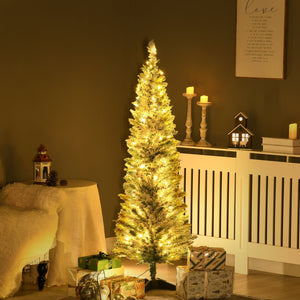 English Elm Homcom 5' Slim Pre-Lit Noble Fir Christmas Tree With 110 Led Lights - Perfect For Small Spaces! W2225P249653