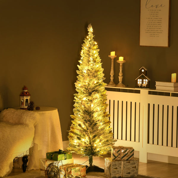 English Elm Homcom 5' Slim Pre-Lit Noble Fir Christmas Tree With 110 Led Lights - Perfect For Small Spaces! W2225P249653