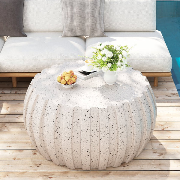 English Elm 35.43" Square Mgo Cement Coffee Table Weatherproof Indoor Outdoor Low Profile Modern White W757P387436
