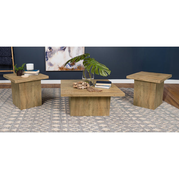 English Elm Exeter Mango Square 3-Piece Coffee Table Set - Rustic Modern Design For Stylish Living Spaces B062S01323