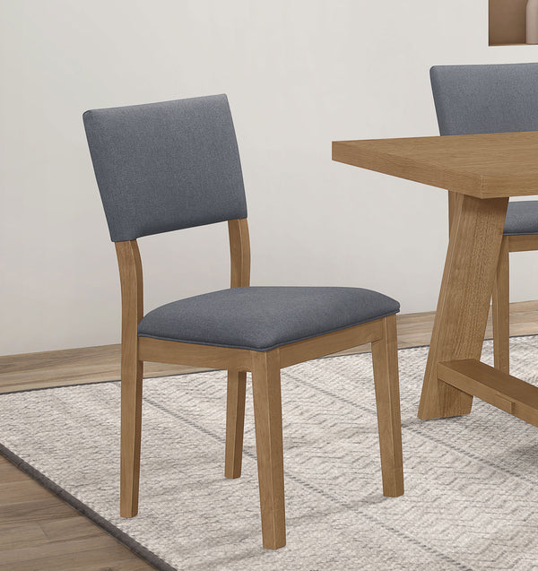 English Elm 2pc Plush Button-Tufted High Back Dining Chairs with Rolled Top, Nailhead Trim and Tapered Legs Blue,Light Brown 38.19 L x 13.59 W x 19.1 H B011P311868