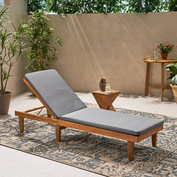 English Elm Nadine Outdoor Chaise Lounge Cushion Water Resistant Full Body Patio Coverage 63493.00CUSH-DGRY