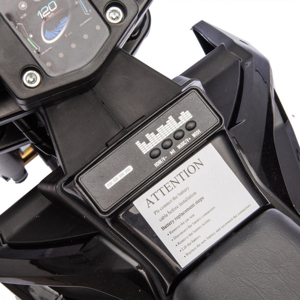 English Elm 24v Kids Electric Motocross Motorcycle 200w Hub Motor Suspension Led Bluetooth Audio Black W1578P225053