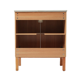 English Elm Christopher Knight Home® - 30" Modern Bathroom Vanity with Ceramic Sink, Natural Wood Grain, 45° Handle, Soft-Close, Ample Storage N817P245325N
