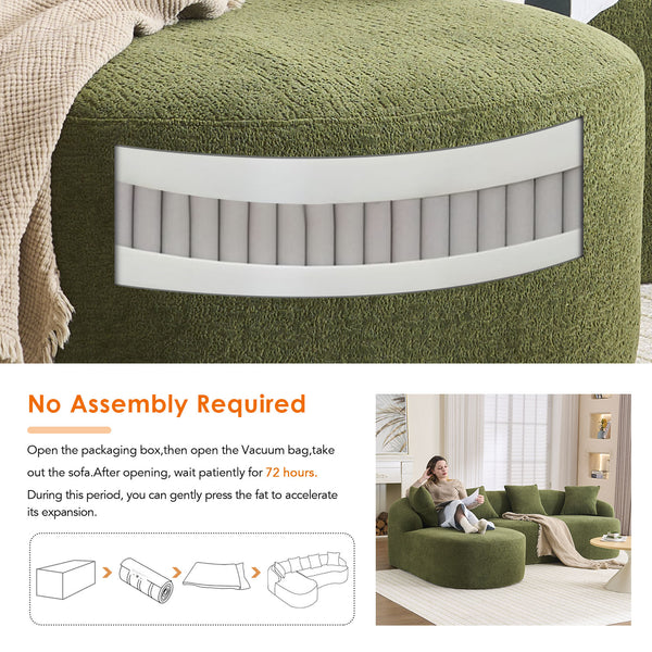 English Elm Compression Compression Sponge Sofa Curved Modular Sectional with 30D High-Density Chenille Sleeper for Cozy Apartment Living Room Comfort and Safe Rounded Design Antique Green,Green W2231S00031