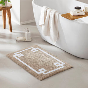 JLA Home Madison Park - Cotton Tufted Bath Rug 20x30 – Spa-Inspired Plush Absorbent Cotton with Skid-Resistant Backing, OEKO-TEX Certified Taupe MP72-3564
