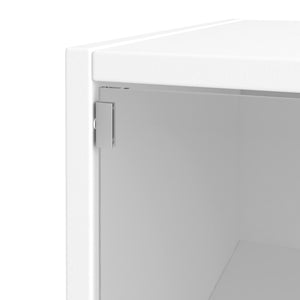 English Elm White Glass Door Shoe Cabinet with RGB LED Showcase Lighting, Stackable Dust-Proof Display Unit W331P214186