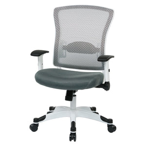 OSP Home Furnishings White Mesh Ergonomic Manager Office Chair with Lumbar Support and Synchro Tilt Control Grey 317W-W1C1F2W-2M
