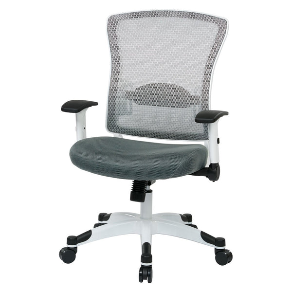 OSP Home Furnishings White Mesh Ergonomic Manager Office Chair with Lumbar Support and Synchro Tilt Control Grey 317W-W1C1F2W-2M