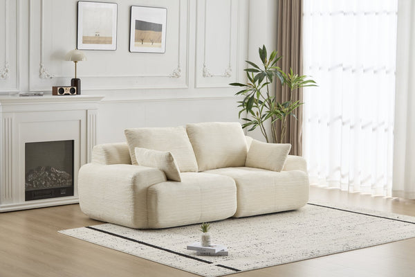 English Elm Modern Pet-Friendly Memory Foam Sectional Sofa - Compressed 2-Seater Loveseat In Soft Corduroy Beige W3723P346954