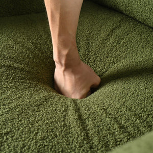 English Elm Christopher Knight Home® - Oversized Teddy Velvet Accent Chair with Curved Armrests, Tufted Mid-Century Design and Walnut Legs Green N765P189679N