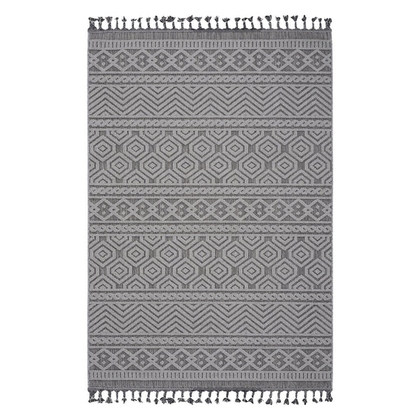 English Elm Loom Modern Geometric 5X7 Area Rug In Grey/White - Durable Indoor/Outdoor Design For High Traffic Spaces B335P289582