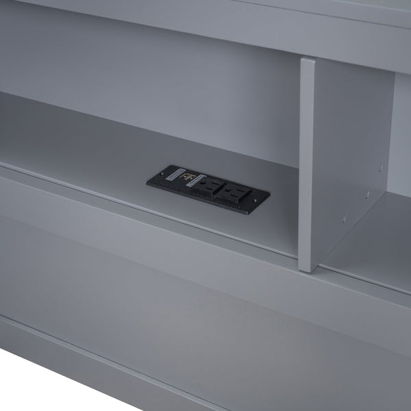 English Elm Wooden Twin Daybed with 2 Drawers, Built-In USB Charging & Double Shelf Storage, Pine Frame Durable Grey 42.91 L x 16.73 W x 6.69 H N733S170510E