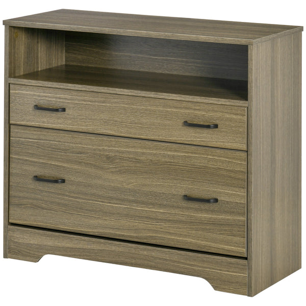 English Elm Vinsetto Charcoal Grey Lateral Filing Cabinet with Open Shelf and Letter Drawer W2225P217753