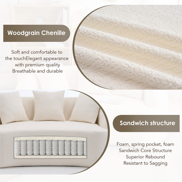 English Elm Compression Foam Curved Sectional Chenille Sleeper Sofa for Modern Living Rooms W2231S00052
