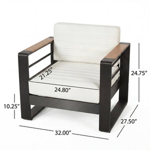 English Elm Giovanna Outdoor Club Chair Powder Coated Aluminum Slatted Resort Patio Seat N776P449941W